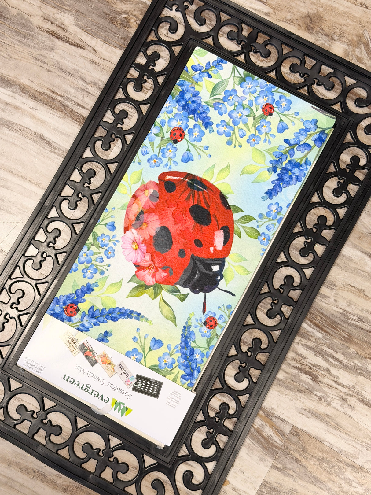 Garden Blue Florals Ladybug Sassafras Switchmat