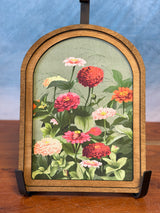 Arch Top Vintage Zinnias Framed Art