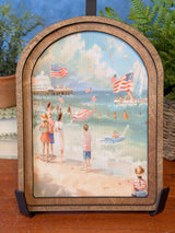 Arch Top Patriotic Beach Scene Framed Art