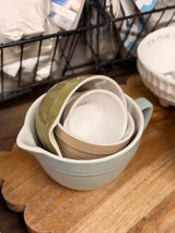 Stoneware Batter Bowl Measuring Cups Set
