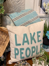 18" Lake People Square Cotton Pillow