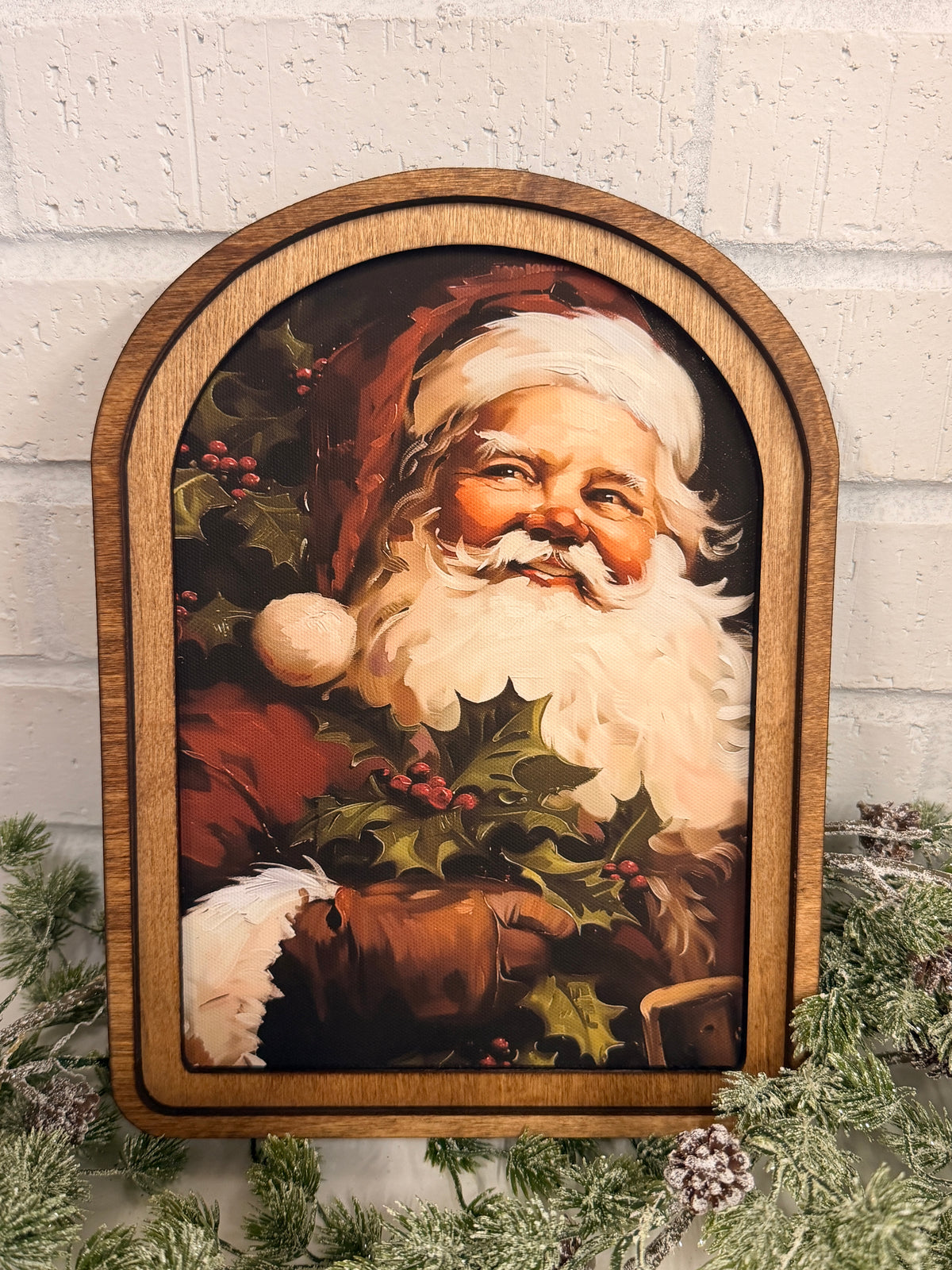 Arch Top Vintage Santa Framed Art