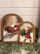 Layered Set Santa With Tree Canvas Art