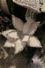 White Poinsettia Sequin Edge Clip