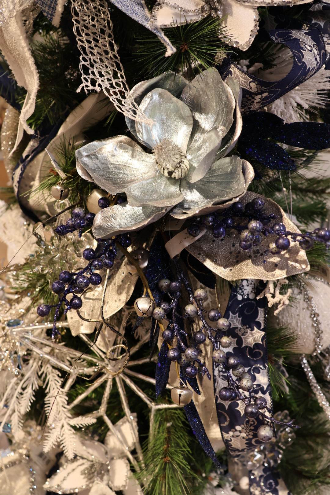 Blue Holiday Magnolia Spray