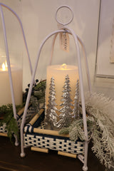 Silver Pine Tree Fountain Candle