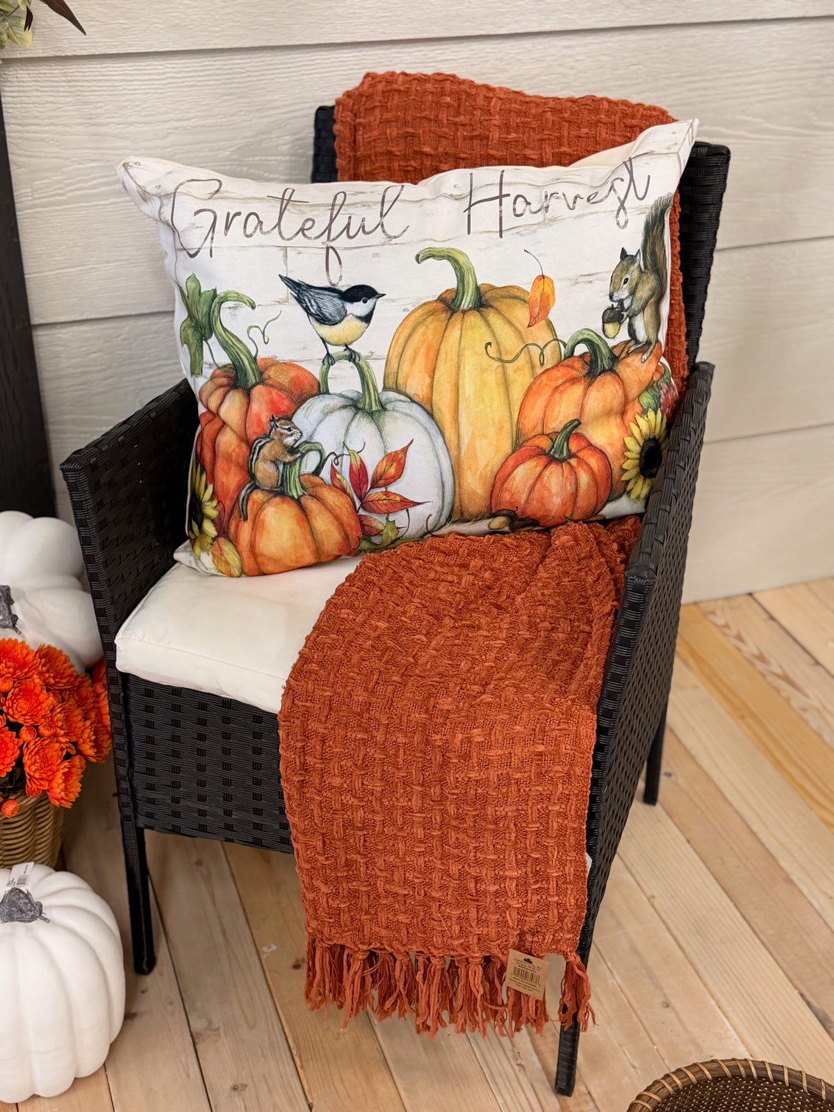 Pumpkin Grateful Harvest Indoor/Outdoor Pillow