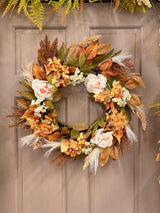 24" Mixed Leaf Flower & Grass Wreath