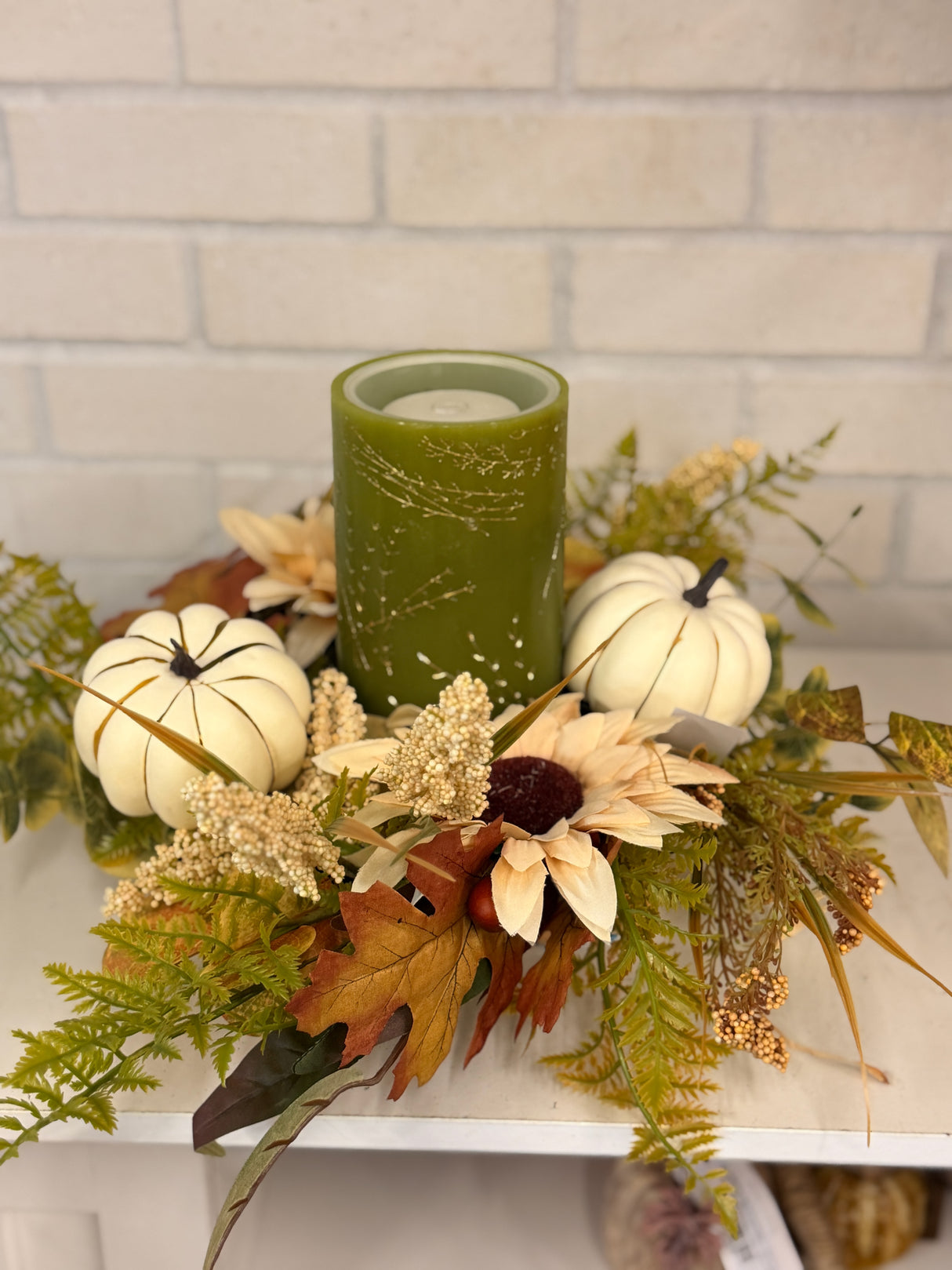 18" Liam Pumpkin Mini Wreath Candle Ring