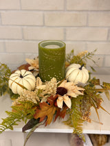 18" Liam Pumpkin Mini Wreath Candle Ring