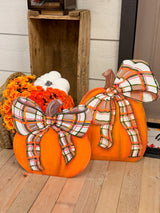 Modern Plaid Pumpkin Garden Stake - 2 Styles