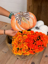 Whimsical Wheat Pumpkin Garden Stake - 2 Colors