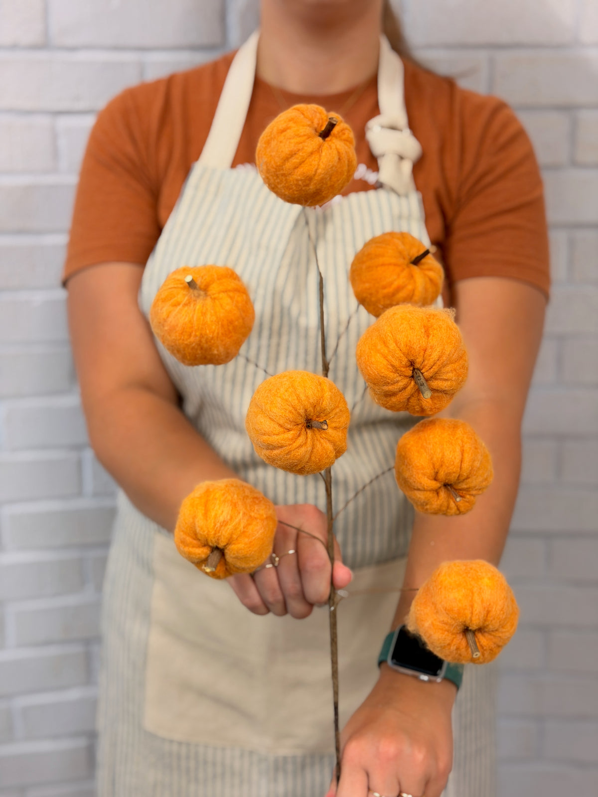 Orange Felt Pumpkin Spray