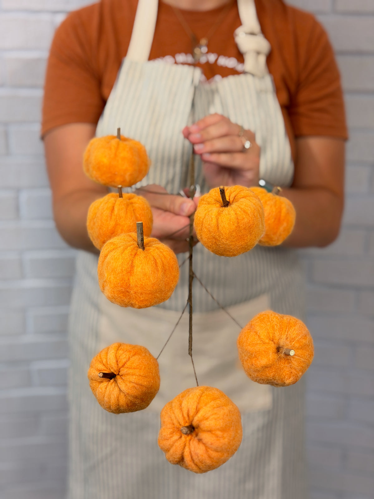 Orange Felt Pumpkin Spray