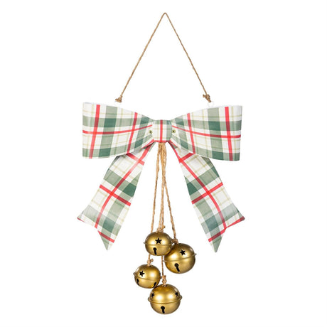 Shades of Emerald Hanging Bells Wall Decor styled for christmas home decor from Magnolias Home Decor