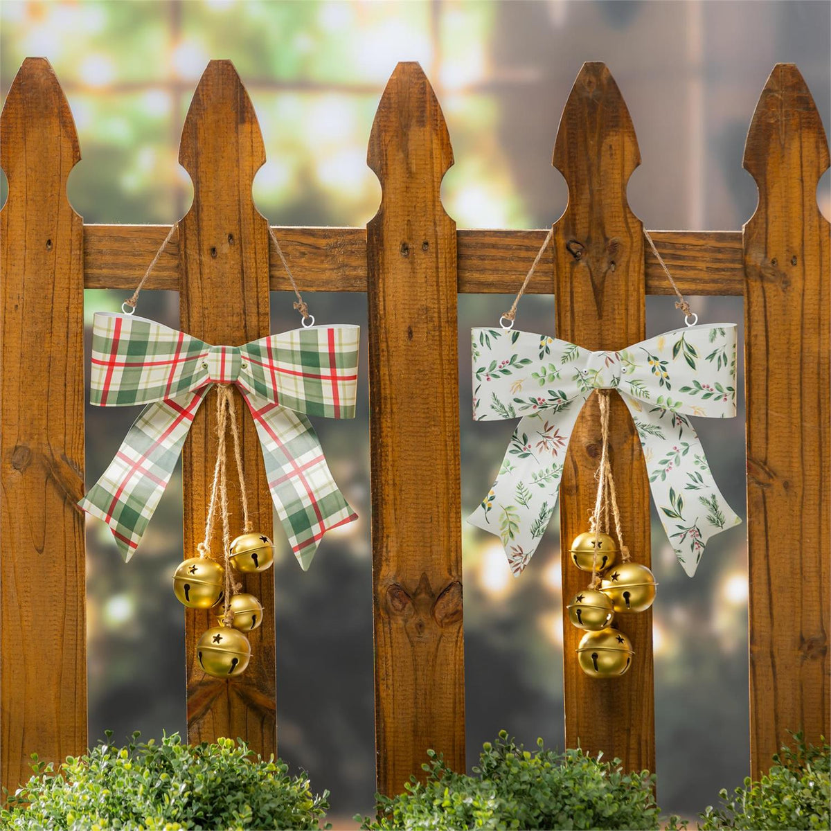 shades of emerald hanging bells wall decor for farmhouse christmas home decor from Magnolias Home Decor