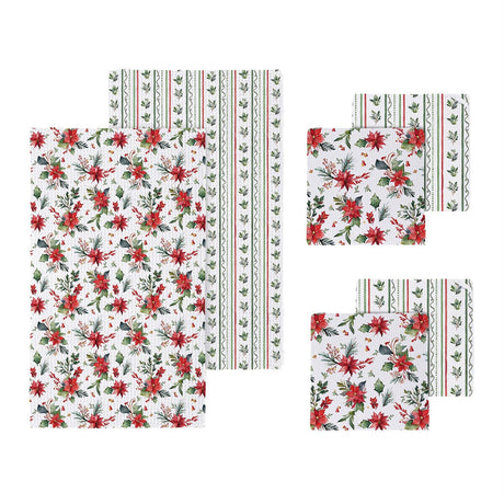 Close-up of poinsettia bliss kitchen towel gift set detail from Magnolias Home Decor