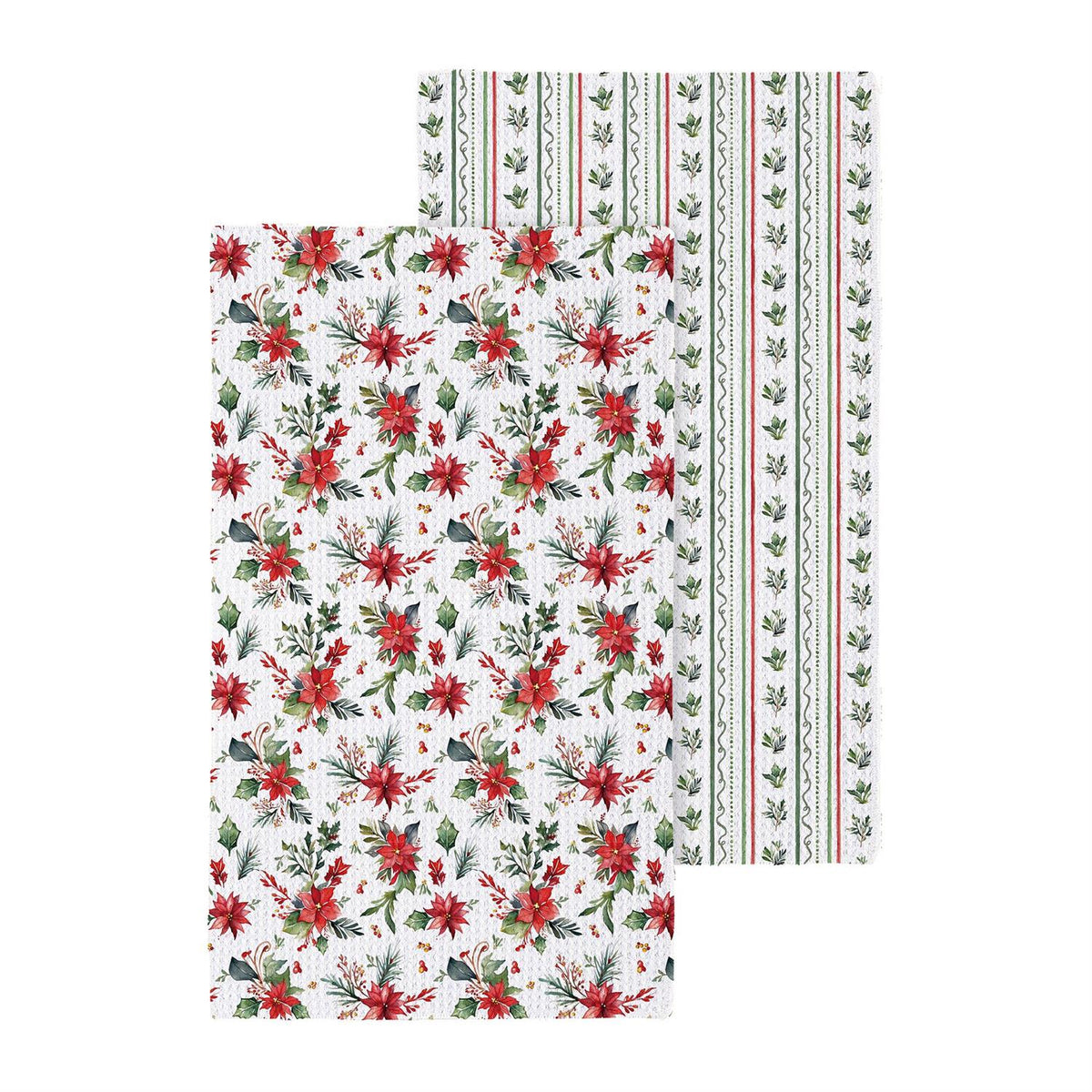 Poinsettia Bliss Kitchen Towel Gift Set styled for christmas home decor from Magnolias Home Decor