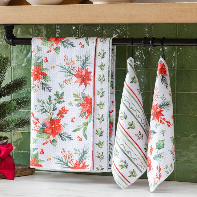 poinsettia bliss kitchen towel gift set for farmhouse christmas home decor from Magnolias Home Decor