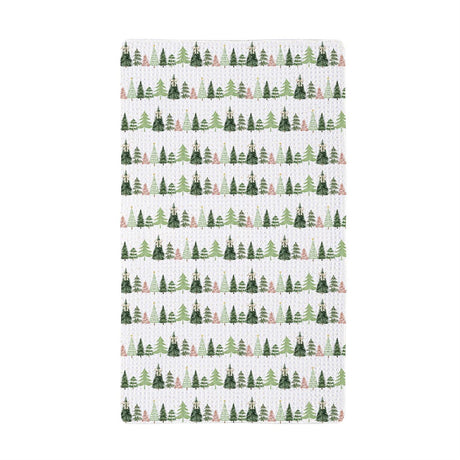 Shades of Emerald Waffle Kitchen Towel styled for christmas home decor from Magnolias Home Decor