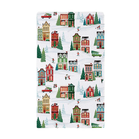 Heartfelt Cheer Lodge Waffle Reversible Tea Towel styled for christmas home decor from Magnolias Home Decor