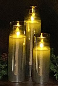 Tall Smoke Moving LED Glass Candle Set