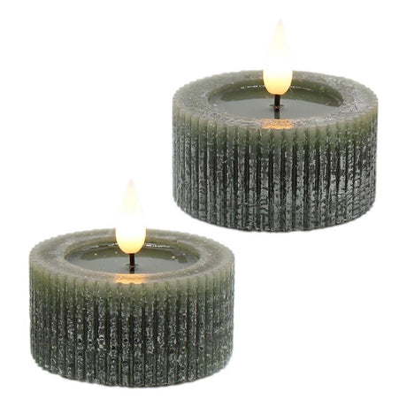 Set of 2 Large Green LED Tea Lights