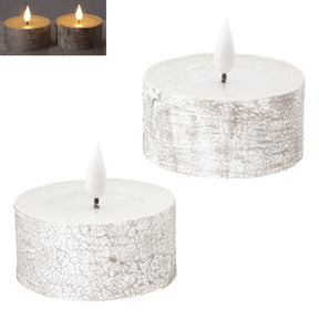 Set of 2 Large Birch LED Tea Lights