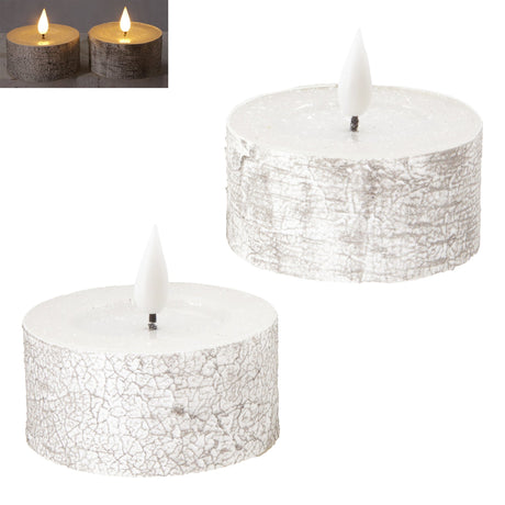 Set of 2 Large Birch LED Tea Lights