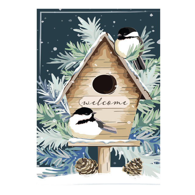 winter birds welcome applique garden flag, outdoor safe, for farmhouse christmas home decor from Magnolias Home Decor
