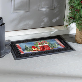 winter boots sassafras switch mat, outdoor safe, for farmhouse christmas home decor from Magnolias Home Decor