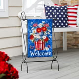 Basket of Patriotic Flowers Garden Flag