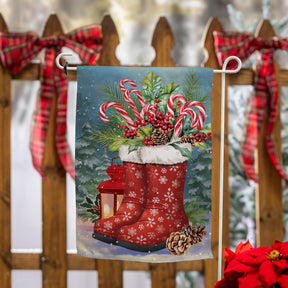 winter boots suede garden flag, outdoor safe, for farmhouse christmas home decor from Magnolias Home Decor