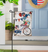 Red White & Bloom Bicycle Moire Garden Flag