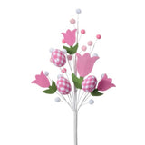 18" Pink Gingham Egg & Tulip Spray