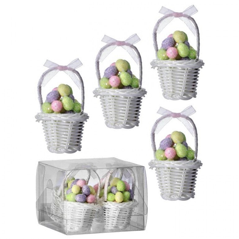 3" Basket of Eggs Ornament Set