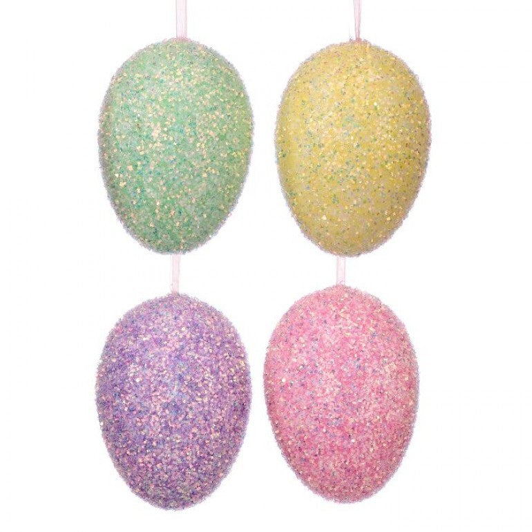 6" Irridescent Glitter Egg Ornament-4 Colors