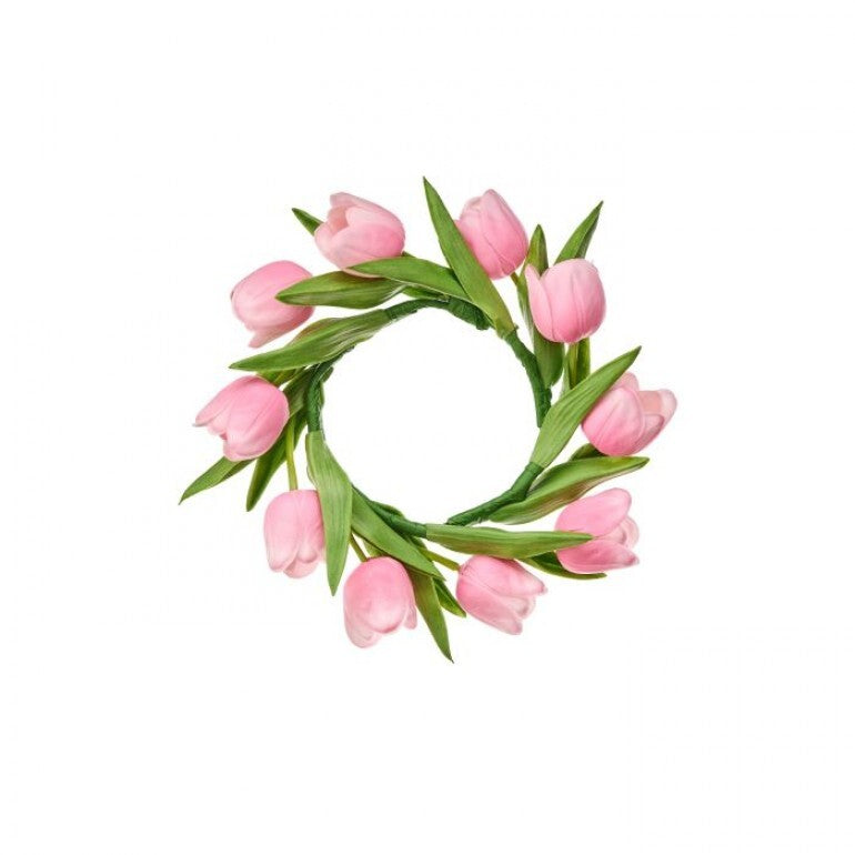 11" Pink Tulip Candle Ring