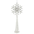 9" Silver Beaded Snowflake Ornament with Tassel
