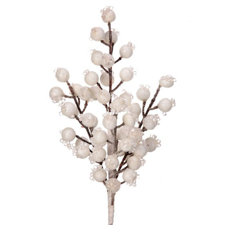 13" White Iced Winter Berry Pick