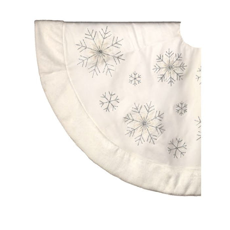 48" White Velvet Snowflake Tree Skirt