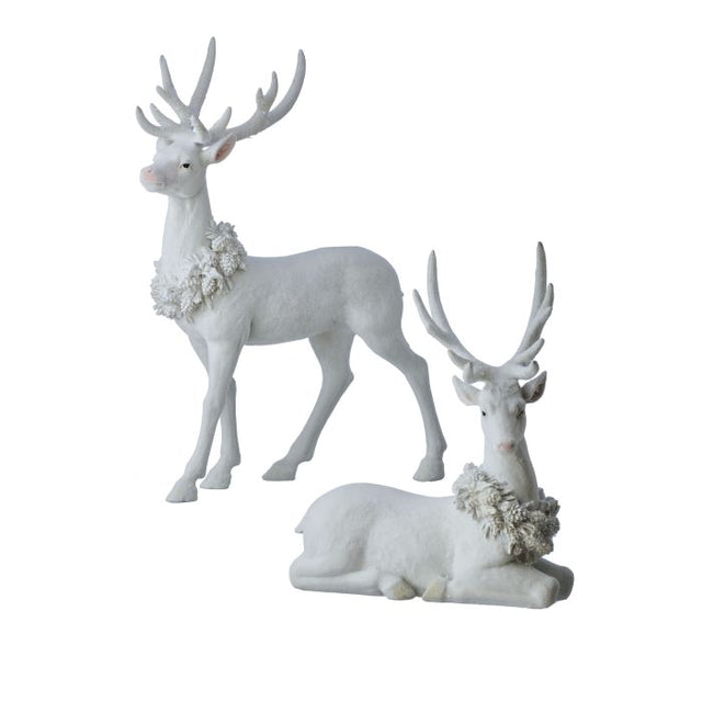 Frozen Forest Flocked Deer - 2 Sizes