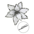 7.5" White Poinsettia Sequin Edge Clip