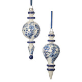 8" Glass Floral Print Finial Ornament