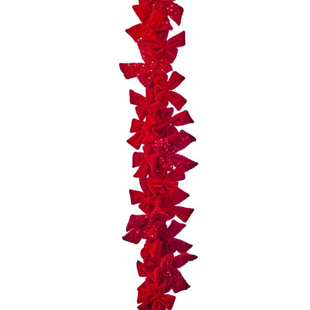 48" Red Velvet Sequin Bow Garland