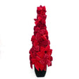 40" Red Velvet Sequin Bow Potted Cone Topiary