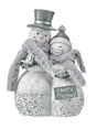 10" Resin Winter Snowman Couple with Fur Scarf
