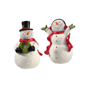 6.5" Resin Flocked Playful Snowmen