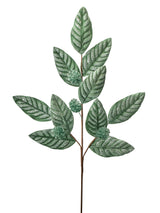 31" Green Velvet Glitter Cone Leaf Spray