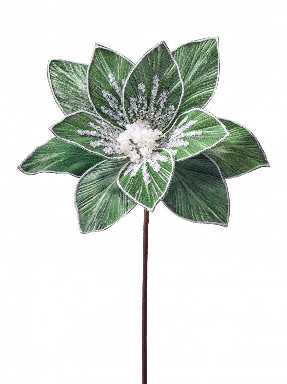 Velvet Glitter Poinsettia Stem